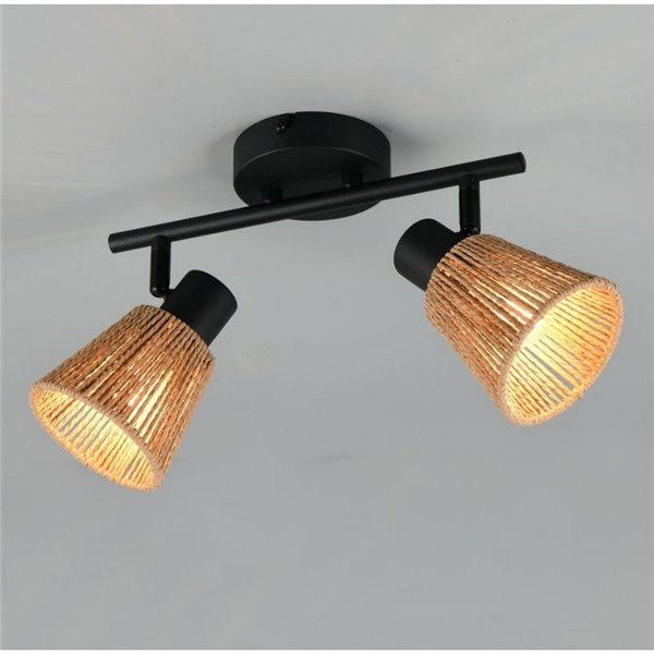 Spot mural ou plafonnier NATREL 2 lumières, finition naturelle, ampoule non incluse : 2 x E14, max. 10 W, IP20