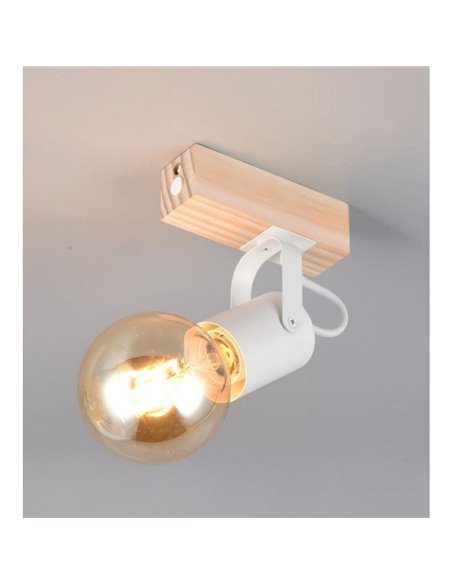 Spot de parede LYNAR, madeira e metal, lâmpada excl. 1x E27, máx. 10W, IP20, branco