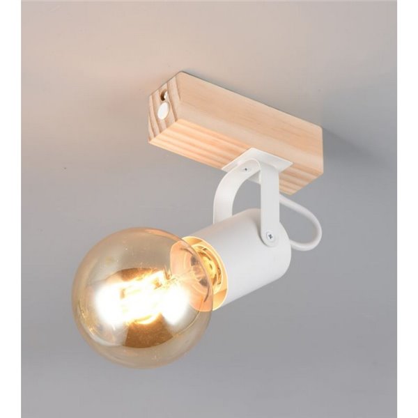 Foco para pared LYNAR madera y metal, bombilla excl. 1x E27 max. 10W IP20 Blanco