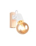 Spot mural LYNAR, bois et métal, ampoule non incluse : 1 x E27, max. 10 W, IP20, blanc