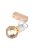 Spot mural LYNAR, bois et métal, ampoule non incluse : 1 x E27, max. 10 W, IP20, blanc