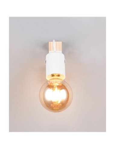 Spot mural LYNAR, bois et métal, ampoule non incluse : 1 x E27, max. 10 W, IP20, blanc