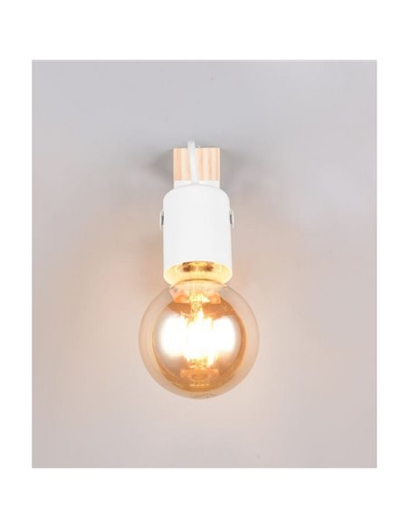 Spot de parede LYNAR, madeira e metal, lâmpada excl. 1x E27, máx. 10W, IP20, branco
