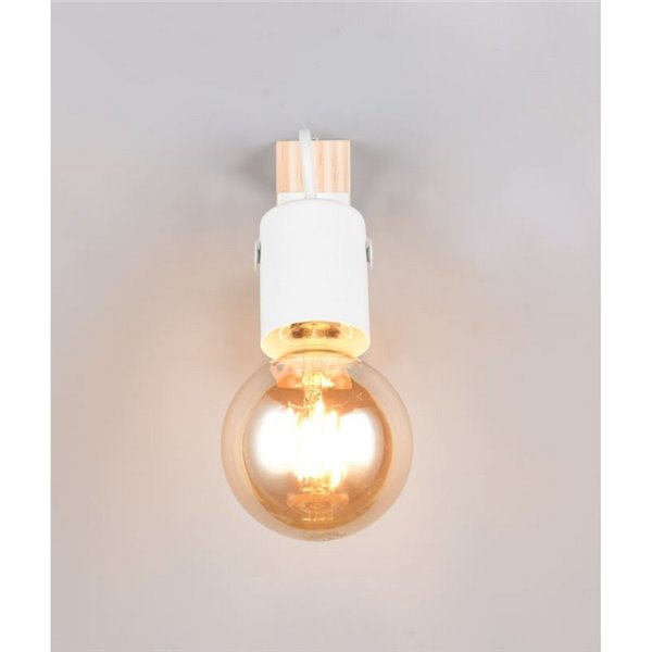 Foco para pared LYNAR madera y metal, bombilla excl. 1x E27 max. 10W IP20 Blanco