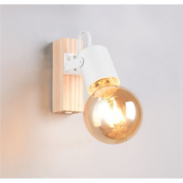 Foco para pared LYNAR madera y metal, bombilla excl. 1x E27 max. 10W IP20 Blanco