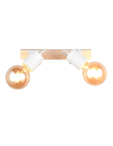 Foco para pared/techo 2 luces, LYNAR madera y metal, bombilla excl. 2x E27 max. 10W IP20 Blanco