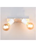 Spot de parede/teto, 2 luzes, LYNAR, madeira e metal, lâmpada excluindo 2x E27, máx. 10W, IP20, branco