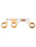 Spot mural/plafonnier 3 lampes, LYNAR, bois et métal, ampoule non incluse : 3 x E27, max. 10 W, IP20, blanc