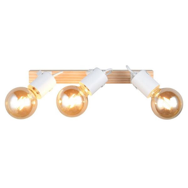 Foco para pared/techo 3 luces, LYNAR madera y metal, bombilla excl. 3x E27 max. 10W IP20 Blanco