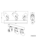 Spot de parede/teto de 3 lâmpadas, LYNAR, madeira e metal, lâmpada excluindo 3x E27, máx. 10W, IP20, preto