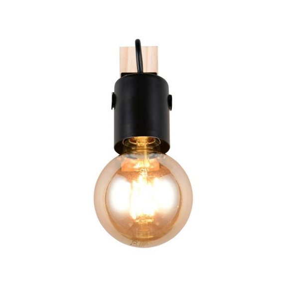 Foco para pared LYNAR madera y metal, bombilla excl. 1x E27 max. 10W IP20 Negro