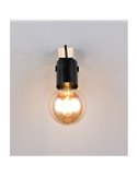 Foco para pared LYNAR madera y metal, bombilla excl. 1x E27 max. 10W IP20 Negro