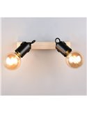 Foco para pared/techo 2 luces, LYNAR madera y metal, bombilla excl. 2x E27 max. 10W IP20 Negro