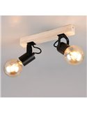 Foco para pared/techo 2 luces, LYNAR madera y metal, bombilla excl. 2x E27 max. 10W IP20 Negro