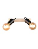 Foco para pared/techo 2 luces, LYNAR madera y metal, bombilla excl. 2x E27 max. 10W IP20 Negro