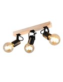 Foco para pared/techo 3 luces, LYNAR madera y metal, bombilla excl. 3x E27 max. 10W IP20 Negro