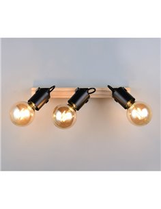 Foco para pared/techo 3 luces, LYNAR madera y metal, bombilla excl. 3x E27 max. 10W IP20 Negro 2