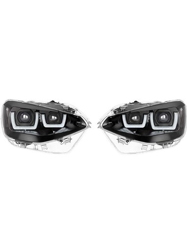 Faros delanteros full LED homologados LEDriving para BMW Serie 1 BLACK EDITION, plug&play, +200% luz 6500K, LEDHL108-BK, pack 2