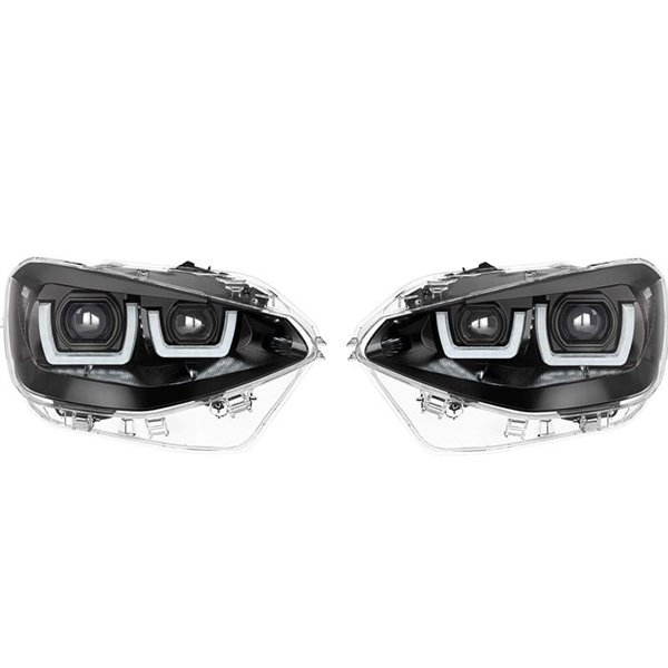Faros delanteros full LED homologados LEDriving para BMW Serie 1 BLACK EDITION, plug&play, +200% luz 6500K, LEDHL108-BK, pack 2