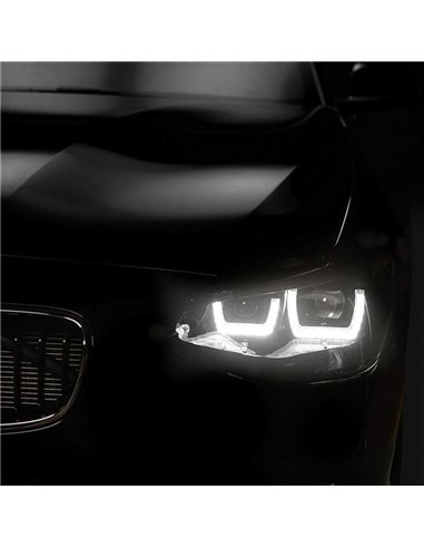 Faros delanteros full LED homologados LEDriving para BMW Serie 1 BLACK EDITION, plug&play, +200% luz 6500K, LEDHL108-BK, pack 2