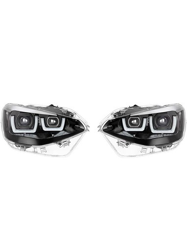 Faros delanteros full LED homologados LEDriving para BMW Serie 1 CHROME EDITION, plug&play, +200% luz 6500K, LEDHL108-CM, pack 2
