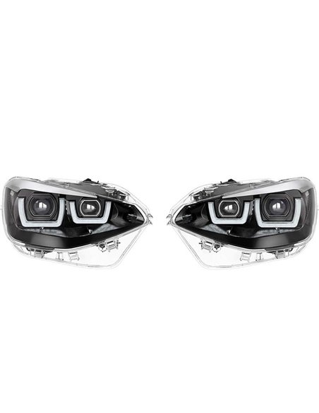 Phares LED full LED homologués LEDriving pour BMW Série 1 CHROME EDITION, plug & play, +200% lumière 6500K, LEDHL108-CM, pack de