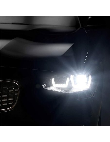 Phares LED full LED homologués LEDriving pour BMW Série 1 CHROME EDITION, plug & play, +200% lumière 6500K, LEDHL108-CM, pack de