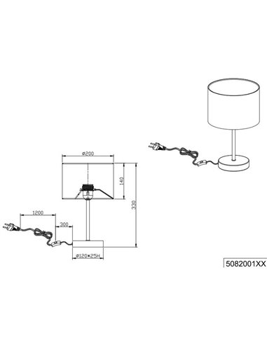 Candeeiro de mesa dourado e Preto Hostel 1XE14