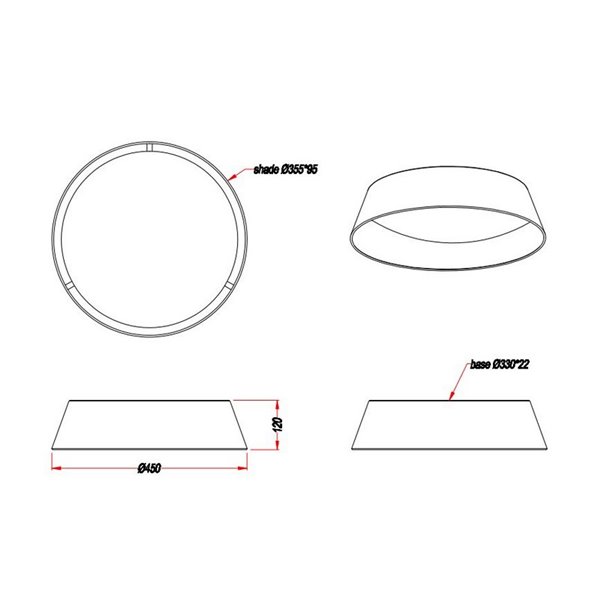 Plafonnier LED 18W Noir Or Ponts Trio