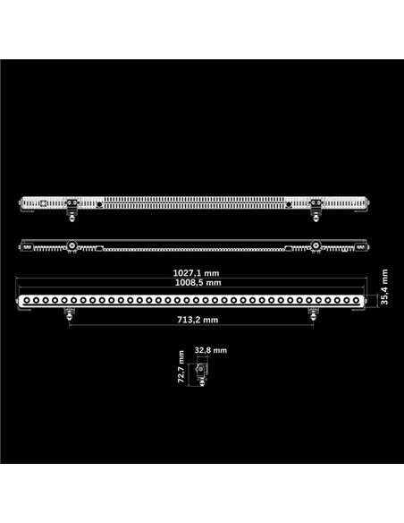 Barra LED NUUK D-Line 40" 19600Lm 5000K 580m 200W IP69K ámbar/blanca homologada ECE R148/R149