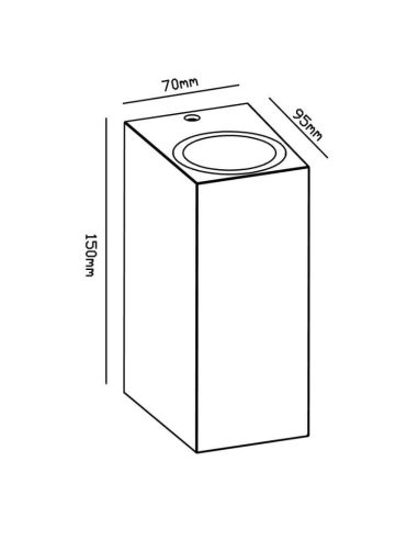 Dimensions de l'applique murale d'extérieur verticale KANDANCHÚ Mantra | LeonLeds