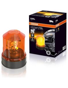 Baliza de advertencia rotativa 360º halógena OSRAM LIGHTsignal HAL base 3 tornillos, 24V ámbar 70W 2200k 1900Lm, IP65