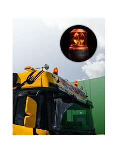 Baliza de advertencia rotativa 360º halógena OSRAM LIGHTsignal HAL base 3 tornillos, 24V ámbar 70W 2200k 1900Lm, IP65 2