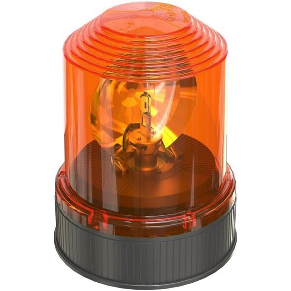 OSRAM LIGHTsignal HAL Farol de aviso de halogênio giratório 360°, base de 3 parafusos, 24 V âmbar, 70 W, 2200 K, 1900 Lm, IP65