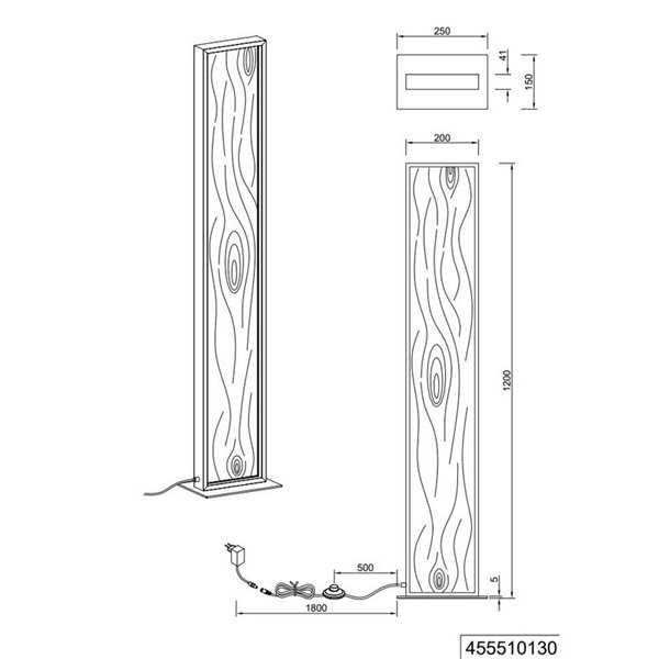 Lampadaire LED KALEA, bois naturel, interrupteur à pied, 35W, 4100lm, 3000K, IP20