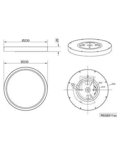 Luminária de teto redonda LED DRACO Ø23cm regulável 18W 2300lm, 2300+3000+4000K IP20 Branco