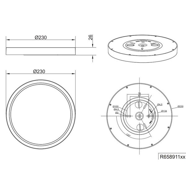 Luminária de teto redonda LED DRACO Ø23cm regulável 18W 2300lm, 2300+3000+4000K IP20 Branco