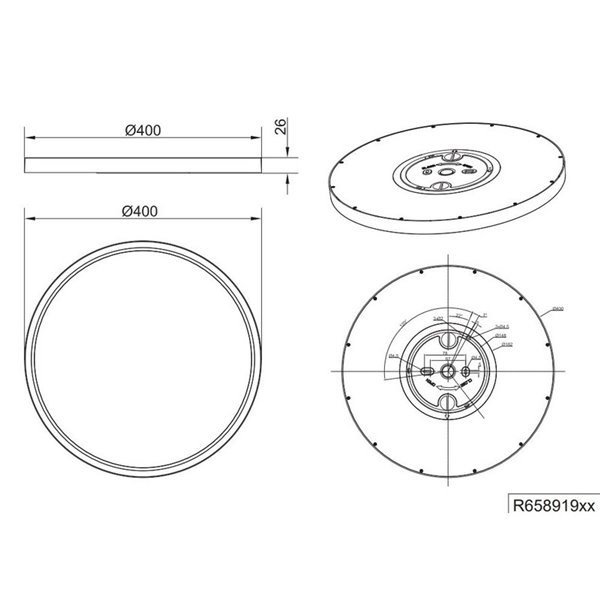Grand plafonnier LED rond DRACO Ø40cm dimmable 30W 4000lm, 2300+3000+4000K IP20 Blanc
