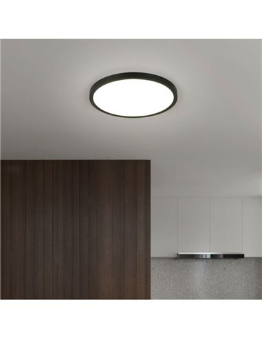 Plafón redondo de techo LED DRACO grande Ø40cm regulable 30W 4000lm, 2300+3000+4000K IP20 Negro