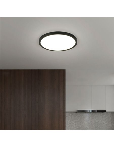 Plafón redondo de techo LED DRACO grande Ø40cm regulable 30W 4000lm, 2300+3000+4000K IP20 Negro