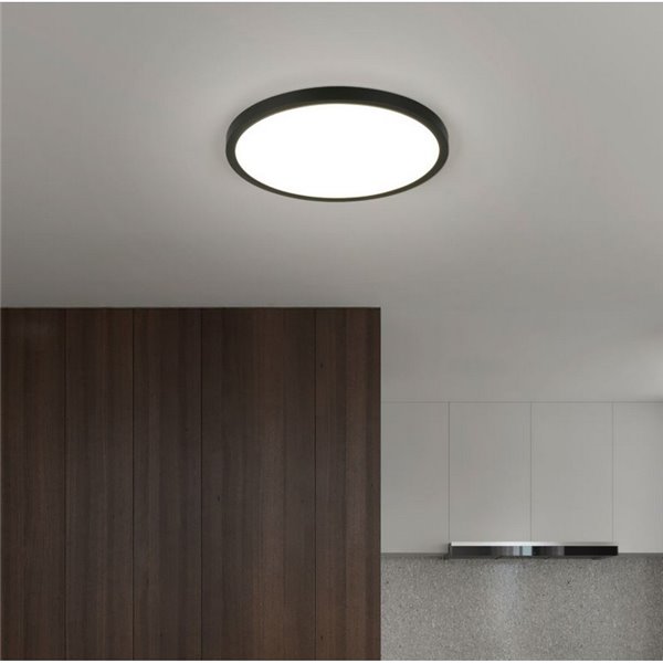 Plafón redondo de techo LED DRACO grande Ø40cm regulable 30W 4000lm, 2300+3000+4000K IP20 Negro