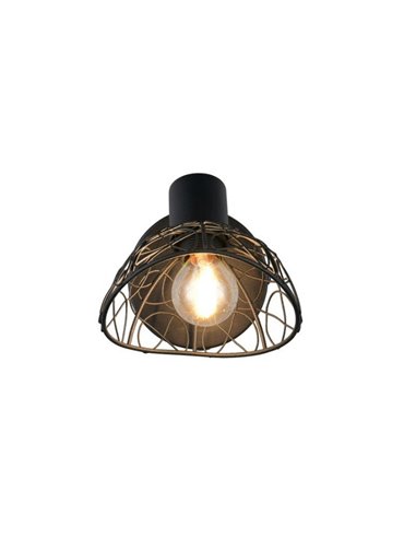 Spot mural/plafonnier YAKO avec abat-jour en maille, ampoule non incluse : 1 x E14 max. 40 W, IP20 noir