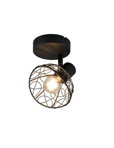 Foco de pared/techo YAKO con pantalla de rejilla bombilla excl. 1x E14 max. 40W IP20 Negro