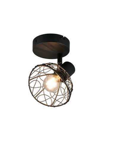 Foco de pared/techo YAKO con pantalla de rejilla bombilla excl. 1x E14 max. 40W IP20 Negro