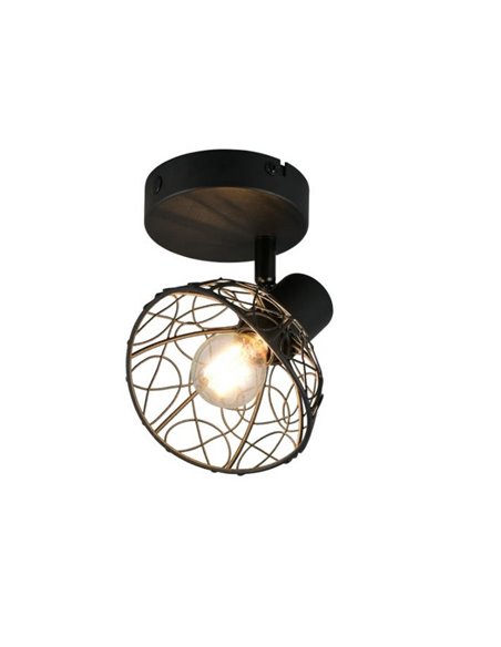 Foco de pared/techo YAKO con pantalla de rejilla bombilla excl. 1x E14 max. 40W IP20 Negro