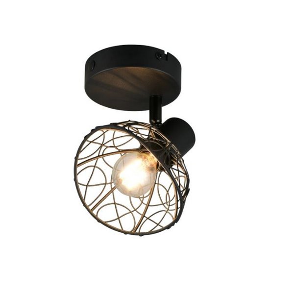 Foco de pared/techo YAKO con pantalla de rejilla bombilla excl. 1x E14 max. 40W IP20 Negro