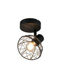 Foco de pared/techo YAKO con pantalla de rejilla bombilla excl. 1x E14 max. 40W IP20 Negro