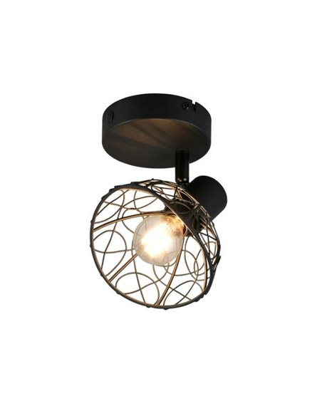 Foco de pared/techo YAKO con pantalla de rejilla bombilla excl. 1x E14 max. 40W IP20 Negro