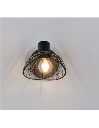 Foco de pared/techo YAKO con pantalla de rejilla bombilla excl. 1x E14 max. 40W IP20 Negro