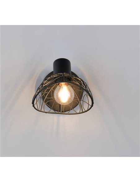 Foco de pared/techo YAKO con pantalla de rejilla bombilla excl. 1x E14 max. 40W IP20 Negro